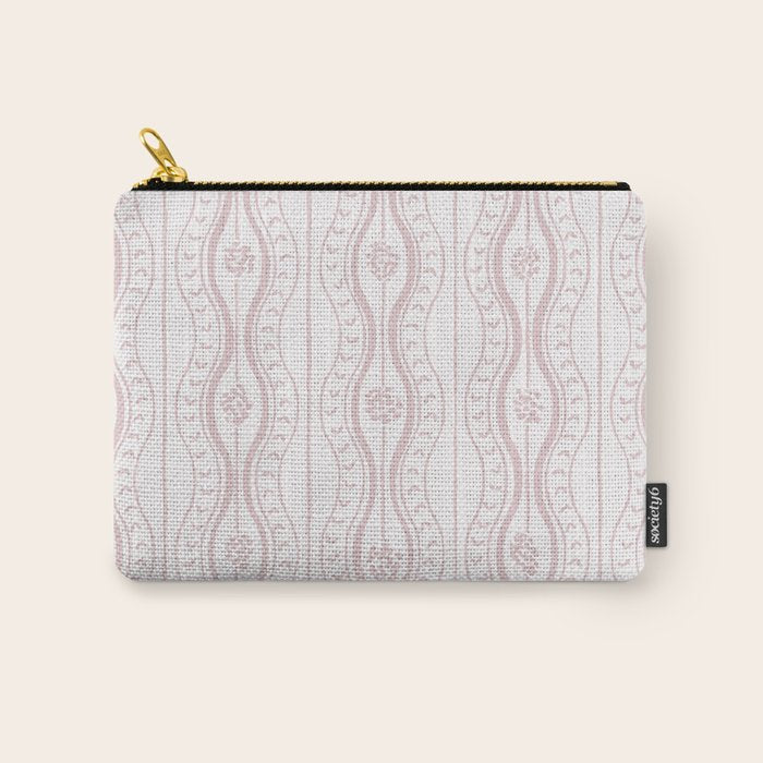Wavy lines and tiny blooms - soft blush baby pink tones pattern Carry All Pouch Gallery Image 1