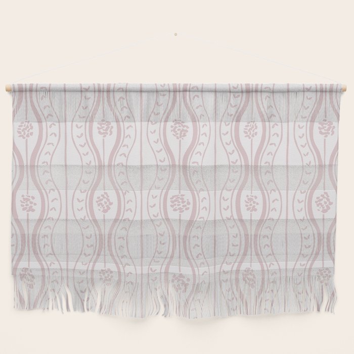 Wavy lines and tiny blooms - soft blush baby pink tones pattern Wall Hanging Gallery Image 1