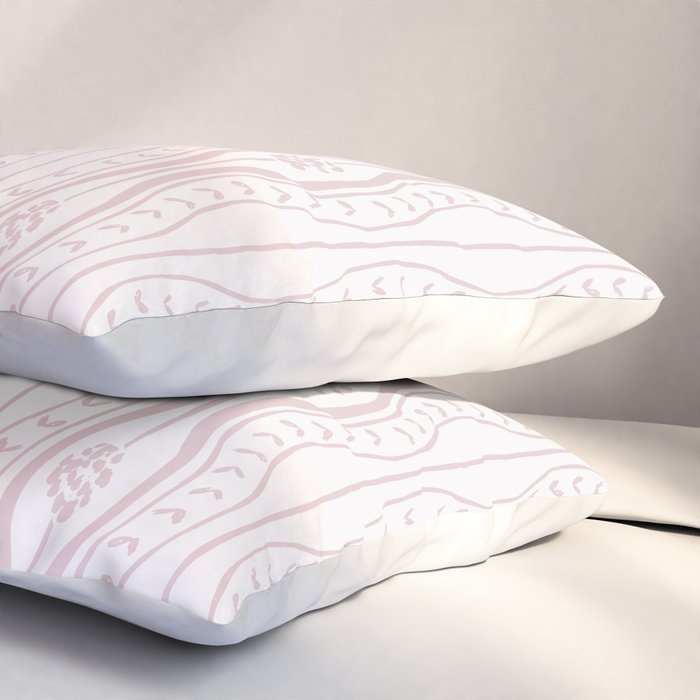 Wavy lines and tiny blooms - soft blush baby pink tones pattern Pillow Sham Gallery Image 3