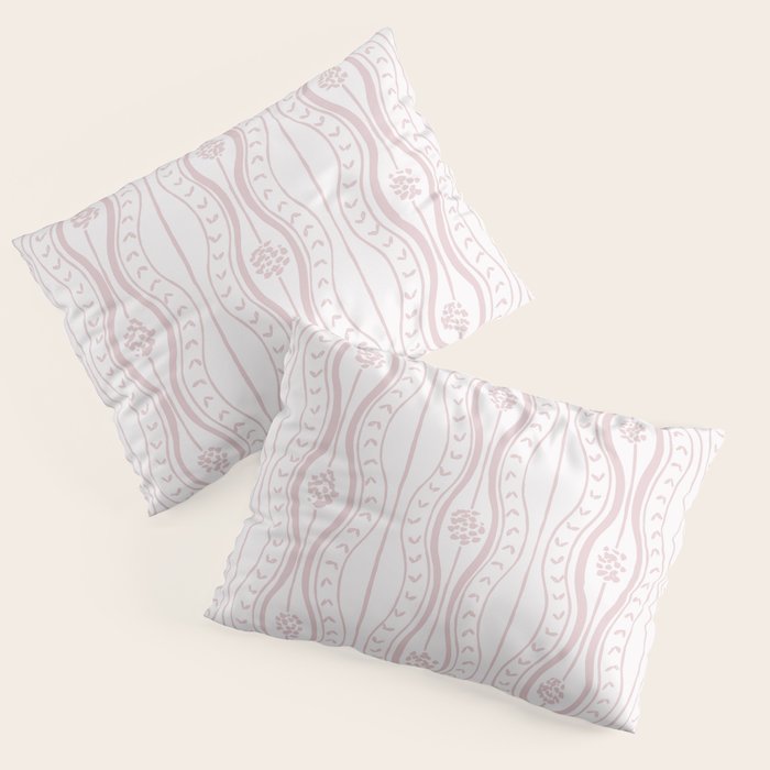 Wavy lines and tiny blooms - soft blush baby pink tones pattern Pillow Sham Gallery Image 3