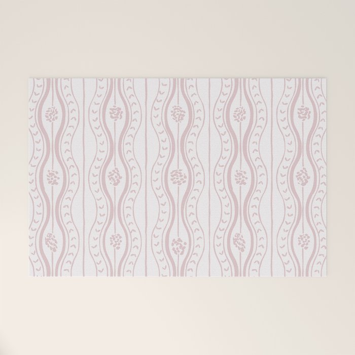 Wavy lines and tiny blooms - soft blush baby pink tones pattern Welcome Mat Gallery Image 1