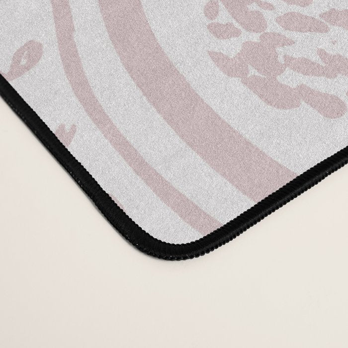 Wavy lines and tiny blooms - soft blush baby pink tones pattern Desk Mat Gallery Image 4