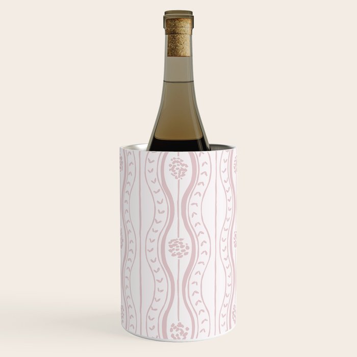 Wavy lines and tiny blooms - soft blush baby pink tones pattern Wine Chiller Gallery Image 1