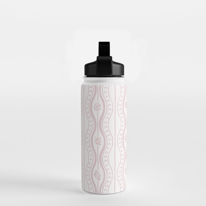 Wavy lines and tiny blooms - soft blush baby pink tones pattern Water Bottle Gallery Image 2