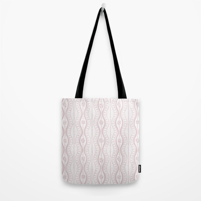 Wavy lines and tiny blooms - soft blush baby pink tones pattern Tote Bag Gallery Image 2