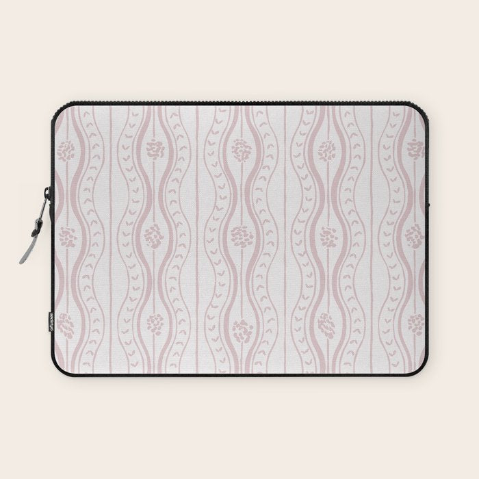 Wavy lines and tiny blooms - soft blush baby pink tones pattern Laptop Sleeve Gallery Image 1