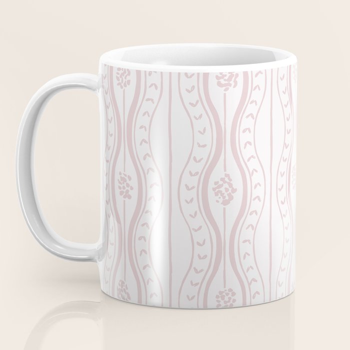 Wavy lines and tiny blooms - soft blush baby pink tones pattern Coffee Mug Gallery Image 3