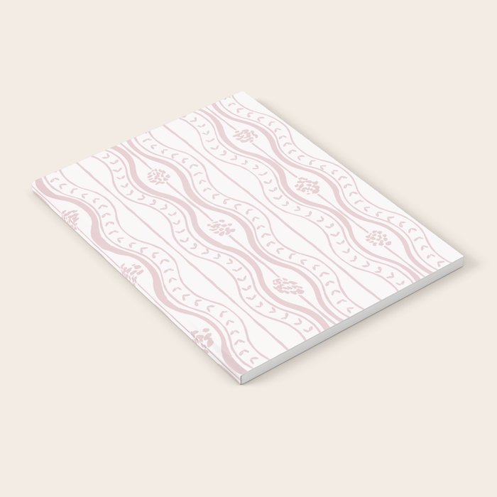 Wavy lines and tiny blooms - soft blush baby pink tones pattern Notebook Gallery Image 2