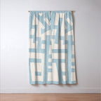 Light Blue Abstract Minimalist Modern Artwork Window Curtain Gallery Image 3
