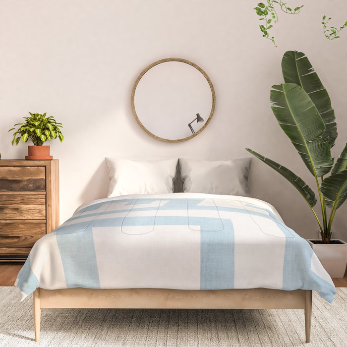 Light Blue Abstract Minimalist Modern Artwork Comforter Gallery Image 3