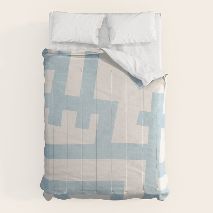 Light Blue Abstract Minimalist Modern Artwork Comforter Gallery Image 6