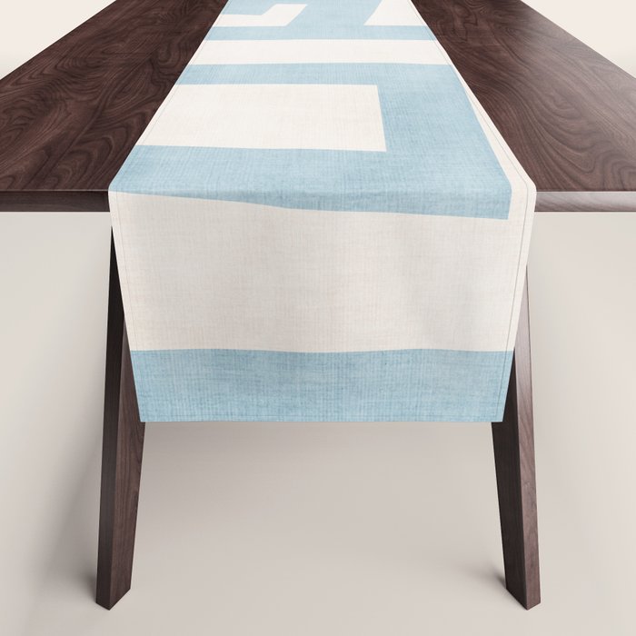 Light Blue Abstract Minimalist Modern Artwork Table Runner Gallery Image 1
