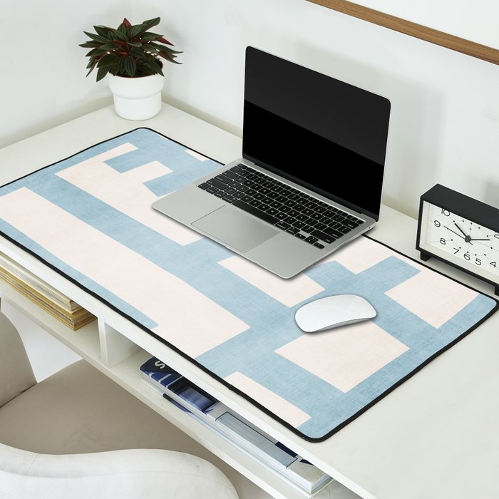 Light Blue Abstract Minimalist Modern Artwork Desk Mat Gallery Image 2