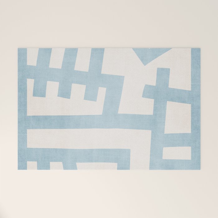 Light Blue Abstract Minimalist Modern Artwork Welcome Mat Gallery Image 1