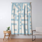 Light Blue Abstract Minimalist Modern Artwork Window Curtain Gallery Image 5