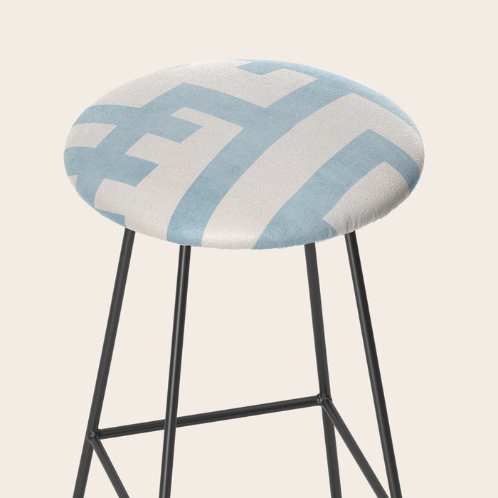 Light Blue Abstract Minimalist Modern Artwork Stool Gallery Image 2