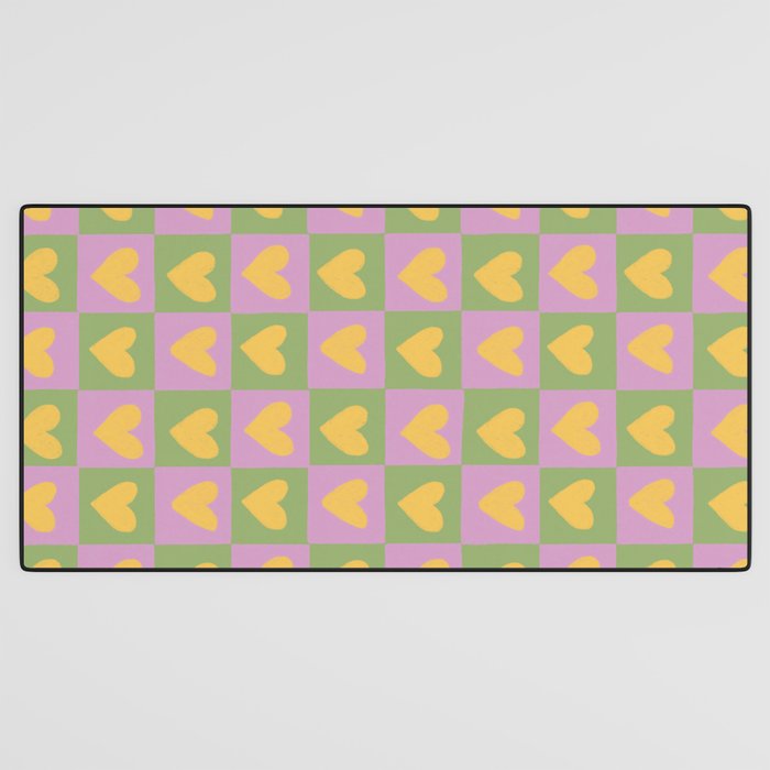 Checker yellow hearts Desk Mat Gallery Image 3