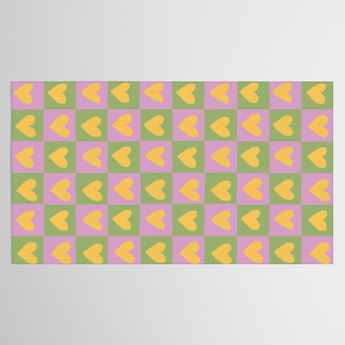 Checker yellow hearts Tablecloth Gallery Image 2