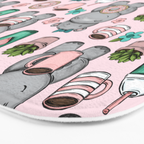 Cute Little Hippo, Hippopotamus, Donuts and Coffee, Pink Print For Girls, Little Girls, Tween Girls Bath Mat Gallery Image 3