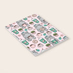 Cute Little Hippo, Hippopotamus, Donuts and Coffee, Pink Print For Girls, Little Girls, Tween Girls Notebook Gallery Image 3