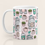Cute Little Hippo, Hippopotamus, Donuts and Coffee, Pink Print For Girls, Little Girls, Tween Girls Coffee Mug Gallery Image 3