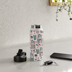 Cute Little Hippo, Hippopotamus, Donuts and Coffee, Pink Print For Girls, Little Girls, Tween Girls Water Bottle Gallery Image 4