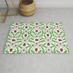 Ladybugs & Daisies - Cute Floral Bug Pattern with Ladybirds Rug Gallery Image 1