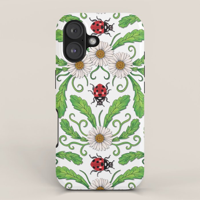 Ladybugs & Daisies - Cute Floral Bug Pattern with Ladybirds iPhone Case Gallery Image 1