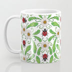 Ladybugs & Daisies - Cute Floral Bug Pattern with Ladybirds Coffee Mug Gallery Image 3