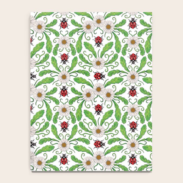 Ladybugs & Daisies - Cute Floral Bug Pattern with Ladybirds Notebook Gallery Image 4