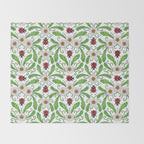 Ladybugs & Daisies - Cute Floral Bug Pattern with Ladybirds Throw Blanket Gallery Image 2