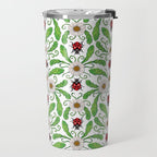 Ladybugs & Daisies - Cute Floral Bug Pattern with Ladybirds Travel Mug Gallery Image 2