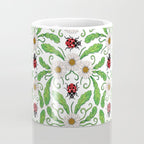 Ladybugs & Daisies - Cute Floral Bug Pattern with Ladybirds Coffee Mug Gallery Image 4