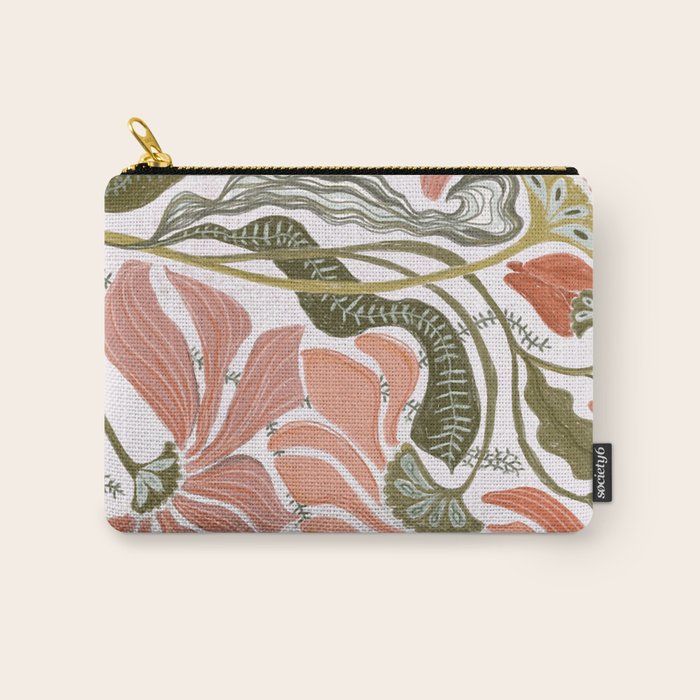 Modern Chalk still life with flowers and fern Carry All Pouch Gallery Image 1