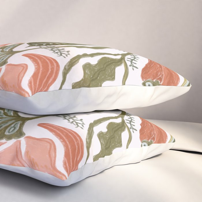 Modern Chalk still life with flowers and fern Pillow Sham Gallery Image 3