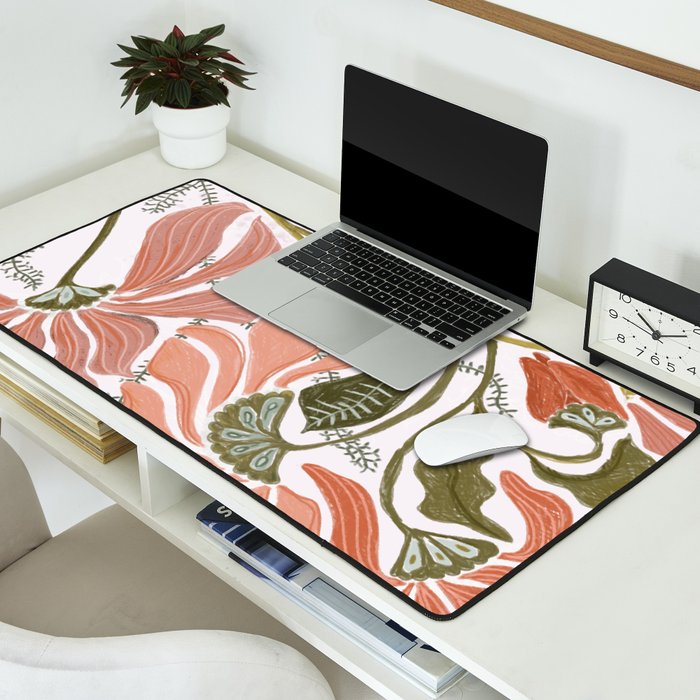 Modern Chalk still life with flowers and fern Desk Mat Gallery Image 2