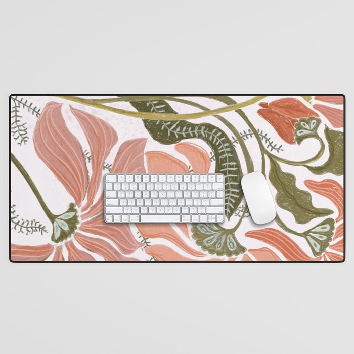 Modern Chalk still life with flowers and fern Desk Mat Gallery Image 1