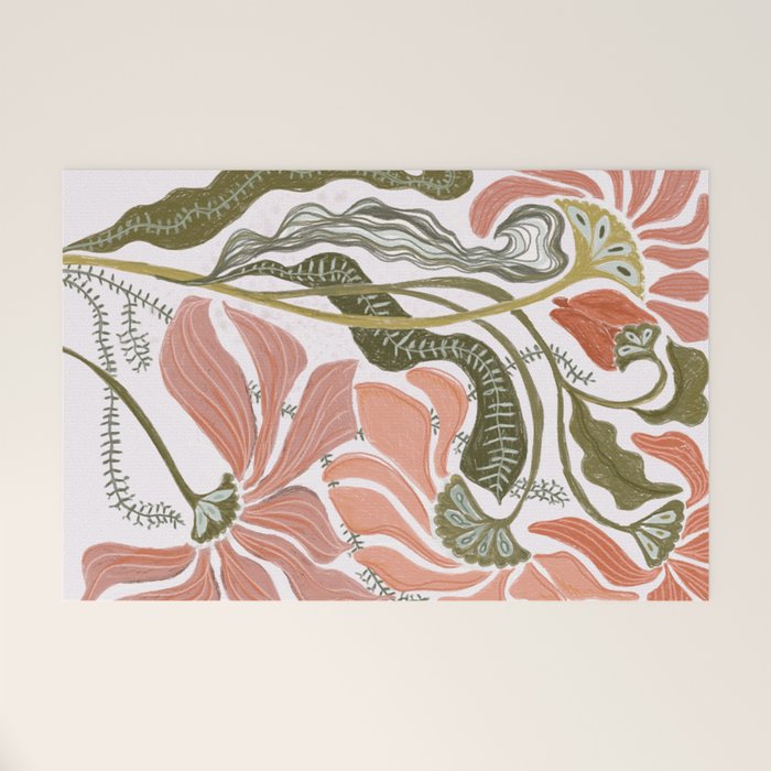 Modern Chalk still life with flowers and fern Welcome Mat Gallery Image 1