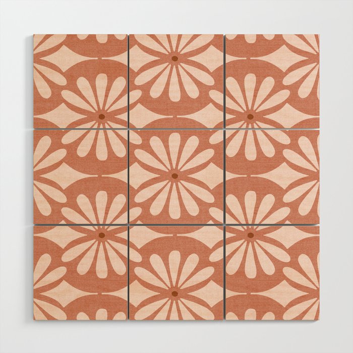 Solstice Boho Geometric Terra Cotta Blush Wood Wall Art Gallery Image 1