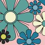 Groovy Floral Daydream Retro 60s 70s Flowers Blue Pink Chartreuse Coffee Mug Gallery Image 2