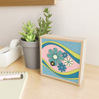 Groovy Floral Daydream Retro 60s 70s Flowers Blue Pink Chartreuse Mini Art Print Gallery Image 2