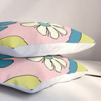 Groovy Floral Daydream Retro 60s 70s Flowers Blue Pink Chartreuse Pillow Sham Gallery Image 3
