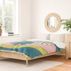 Groovy Floral Daydream Retro 60s 70s Flowers Blue Pink Chartreuse Duvet Cover Gallery Image 2