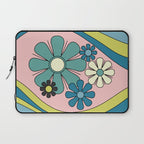 Groovy Floral Daydream Retro 60s 70s Flowers Blue Pink Chartreuse Laptop Sleeve Gallery Image 1