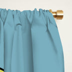 Groovy Floral Daydream Retro 60s 70s Flowers Blue Pink Chartreuse Window Curtain Gallery Image 2