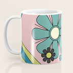 Groovy Floral Daydream Retro 60s 70s Flowers Blue Pink Chartreuse Coffee Mug Gallery Image 3