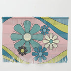 Groovy Floral Daydream Retro 60s 70s Flowers Blue Pink Chartreuse Wall Hanging Gallery Image 1