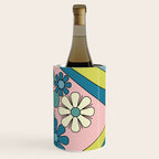 Groovy Floral Daydream Retro 60s 70s Flowers Blue Pink Chartreuse Wine Chiller Gallery Image 3