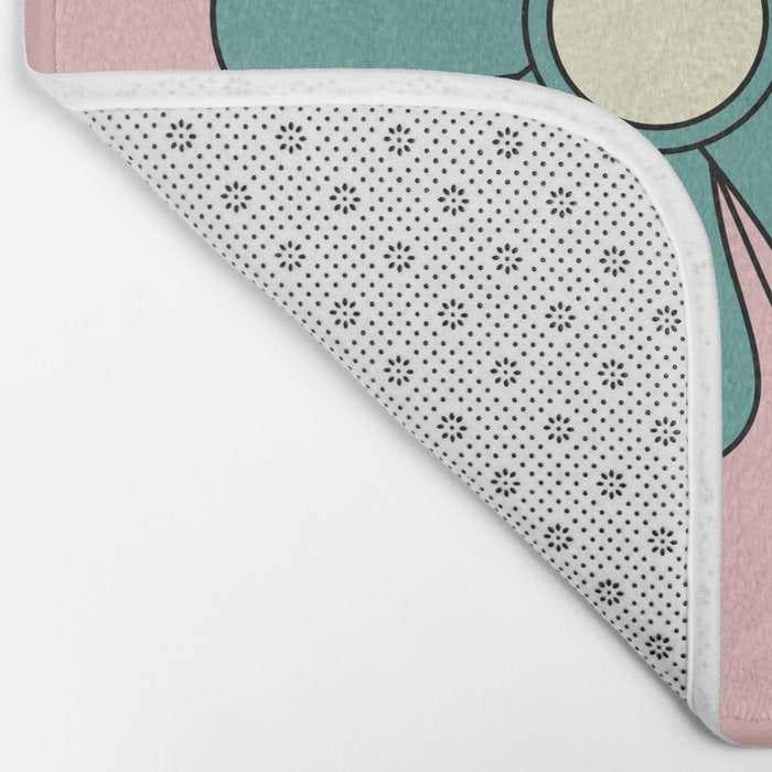 Groovy Floral Daydream Retro 60s 70s Flowers Blue Pink Chartreuse Bath Mat Gallery Image 2