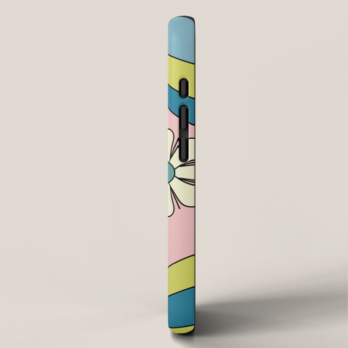 Groovy Floral Daydream Retro 60s 70s Flowers Blue Pink Chartreuse iPhone Case Gallery Image 2